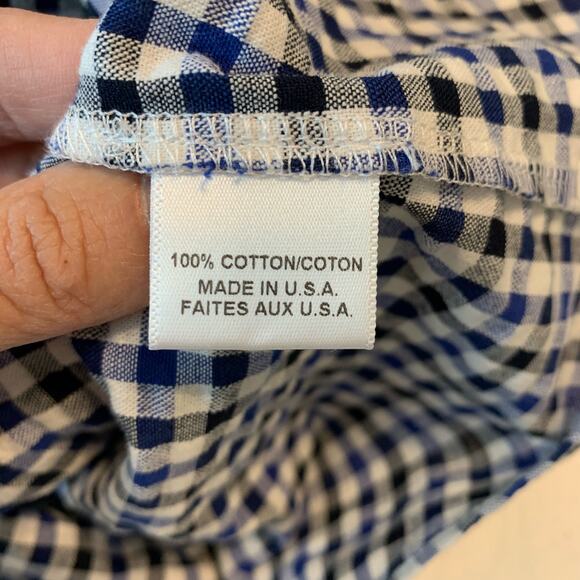 MISA Los Angeles Blue and White Gingham One Shoulder Top - Picture 5 of 6